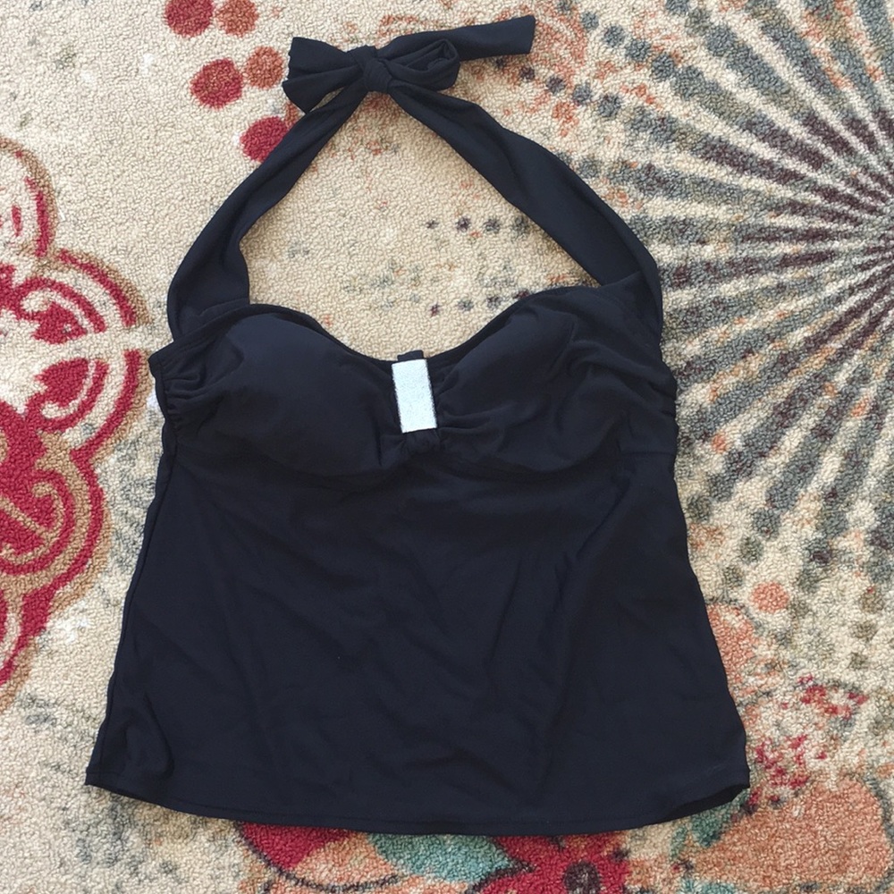 Black halter tankini top